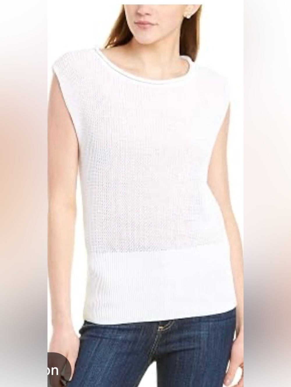 Brochu Walker White Knit Sleeveless Top